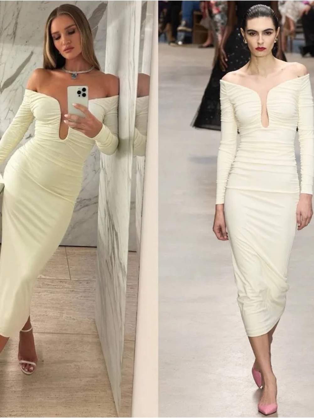 Carolina Herrera White One-Shoulder Ruched V-Neck Midi Dress XS - Picture 11 of 11